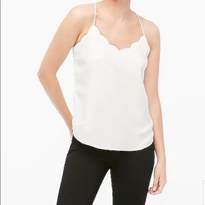 JCrew scallop cami, size 4, “Marine Salt,” white